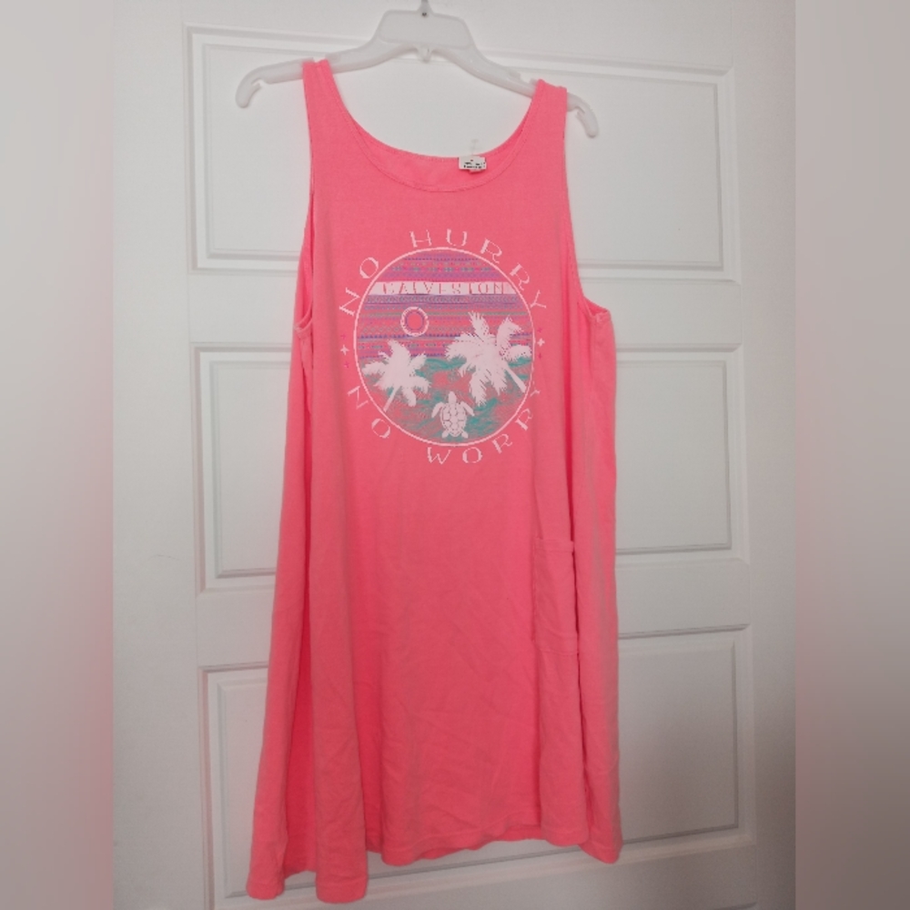 Galveston Texas neon pink new graphic print tank top dress new with tags